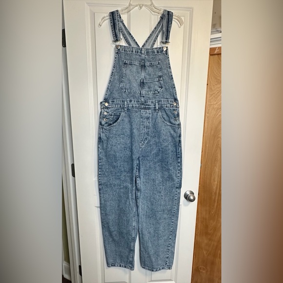 We The Free, Free People Ziggy Blue Denim Overalls Relaxed Fit, Women’s Large - Picture 5 of 13